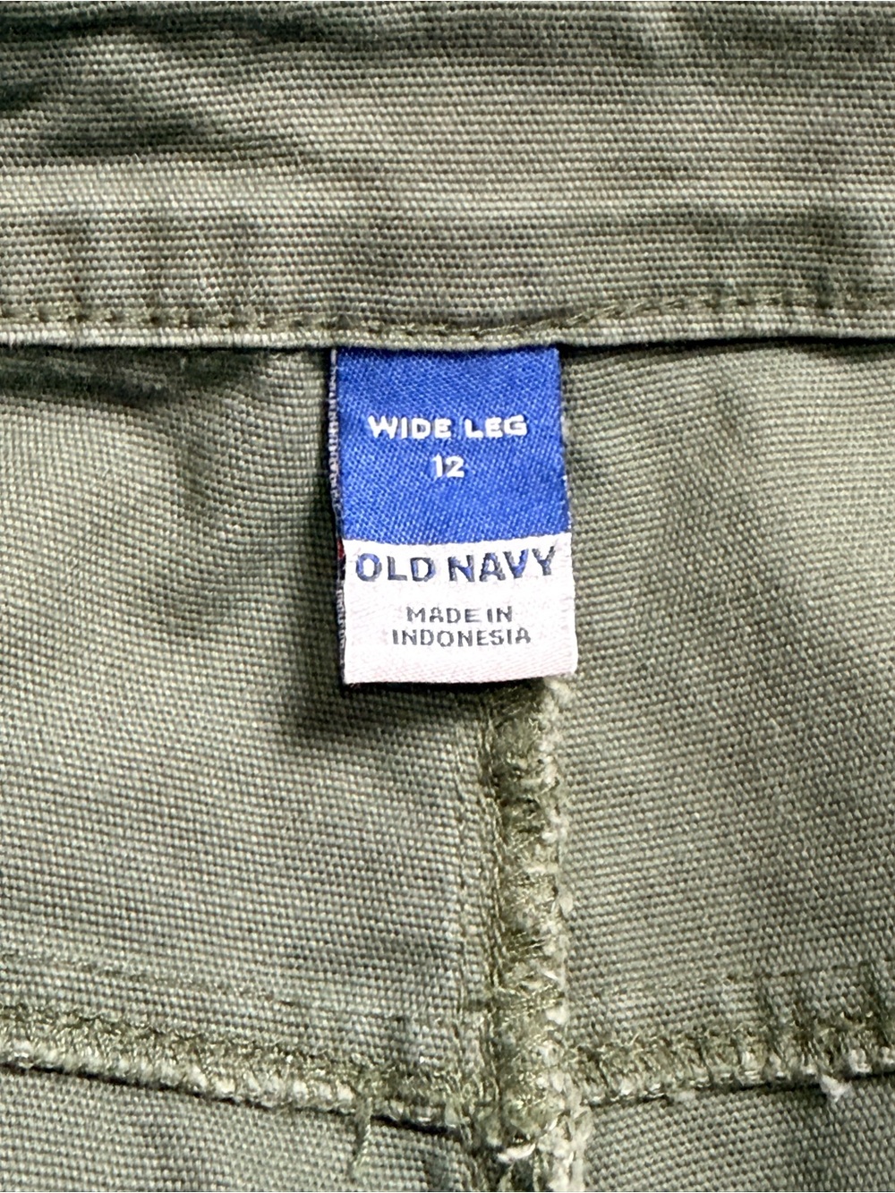 Old Navy Wide Leg Crop Pants Women’s 12 Sage Green Stretch Chino - Picture 7 of 8